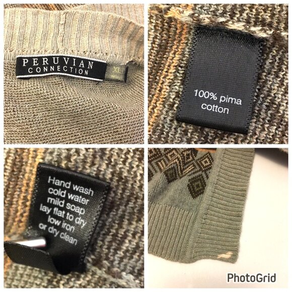 Peruvian Connection Open Front Cardigan Sweater Aztec (T5) - Picture 4 of 16